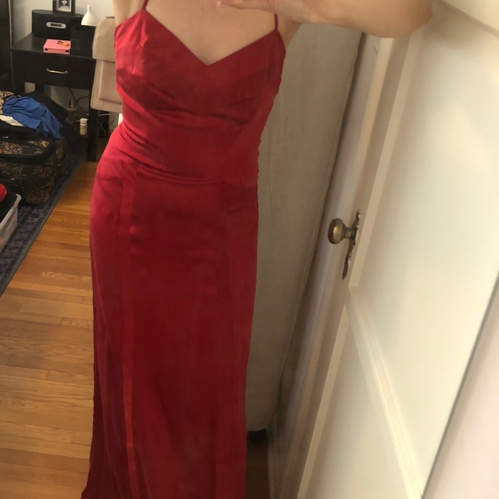 Laundry red silk slip dress